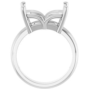 10K White Gold 14x10 mm Emerald Ring Mounting – image 4