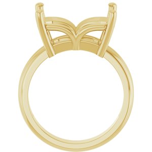 14K Yellow Gold 14x10 mm Emerald Ring Mounting – image 4