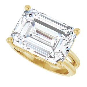 10K Yellow Gold 14x10 mm Emerald Ring Mounting – image 8