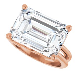 14K Rose Gold 14x10 mm Emerald Ring Mounting – image 8