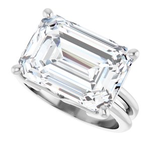 10K White Gold 14x10 mm Emerald Ring Mounting – image 8