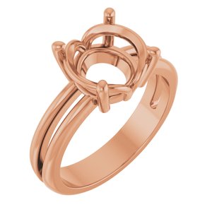 10K Rose Gold 9.4 mm Round Ring Mounting – image 2