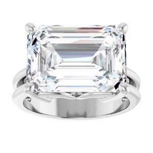 Sterling Silver 14x10 mm Emerald Ring Mounting – image 5