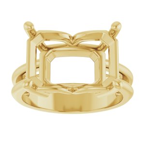 10K Yellow Gold 14x10 mm Emerald Ring Mounting – image 6
