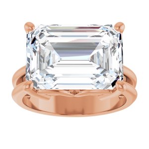 10K Rose Gold 14x10 mm Emerald Ring Mounting – image 5