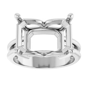 14K White Gold 14x10 mm Emerald Ring Mounting – image 6