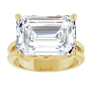 18K Yellow Gold 14x10 mm Emerald Ring Mounting – image 5