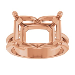 14K Rose Gold 14x10 mm Emerald Ring Mounting – image 6