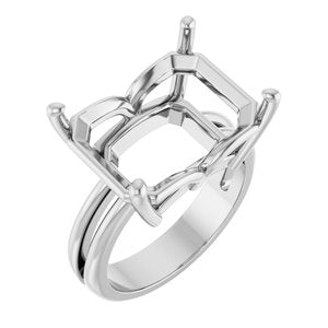 10K White Gold 16x12 mm Emerald Ring Mounting – image 2