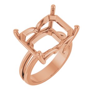 10K Rose Gold 16x12 mm Emerald Ring Mounting – image 2