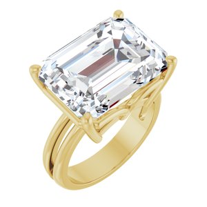 10K Yellow Gold 16x12 mm Emerald Ring Mounting