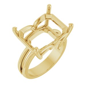 10K Yellow Gold 16x12 mm Emerald Ring Mounting – image 2