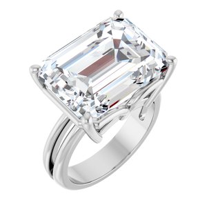 Sterling Silver 16x12 mm Emerald Ring Mounting
