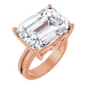 18K Rose Gold 16x12 mm Emerald Ring Mounting