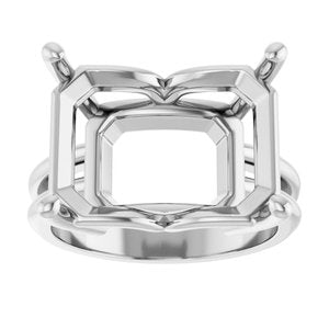 Sterling Silver 16x12 mm Emerald Ring Mounting – image 6
