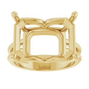 18K Yellow Gold 16x12 mm Emerald Ring Mounting – image 6