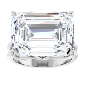 10K White Gold 16x12 mm Emerald Ring Mounting – image 5