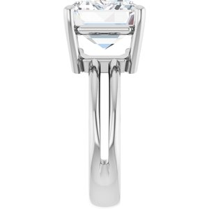 14K White Gold 14x10 mm Emerald Ring Mounting – image 7