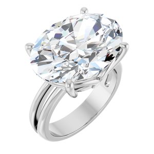 14K X1 White Gold 18x13 mm Oval Ring Mounting