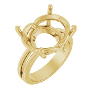 10K Yellow Gold 18x13 mm Oval Ring Mounting – image 2