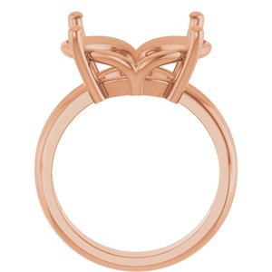 18K Rose Gold 18x13 mm Oval Ring Mounting – image 4