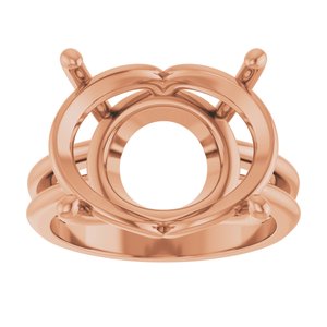 18K Rose Gold 18x13 mm Oval Ring Mounting – image 6