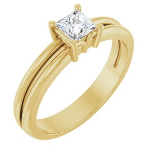 10K Yellow Gold 4x4 mm Square Ring Mounting