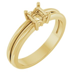 14K Yellow Gold 4x4 mm Square Ring Mounting – image 2