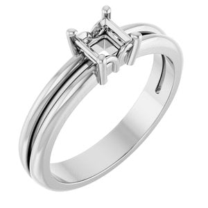 14K X1 White Gold 4x4 mm Square Ring Mounting – image 2