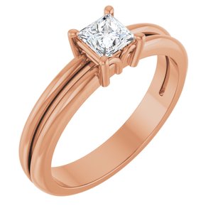 10K Rose Gold 4x4 mm Square Ring Mounting