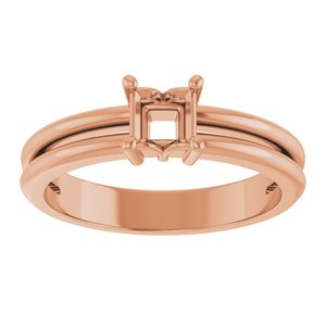 18K Rose Gold 4x4 mm Square Ring Mounting – image 6