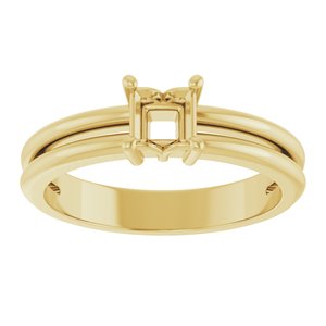 18K Yellow Gold 4x4 mm Square Ring Mounting – image 6