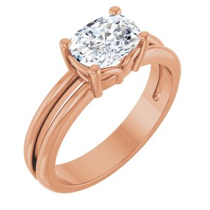 18K Rose Gold 7.5x5.5 mm Elongated Cushion Ring Mounting