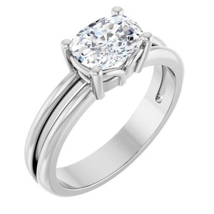 Platinum 7.5x5.5 mm Elongated Cushion Ring Mounting