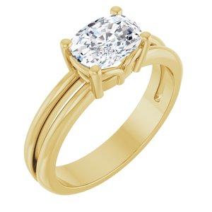 14K Yellow Gold 7.5x5.5 mm Elongated Cushion Ring Mounting