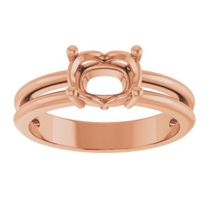 10K Rose Gold 7.5x5.5 mm Elongated Cushion Ring Mounting – image 6