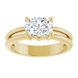 10K Yellow Gold 7.5x5.5 mm Elongated Cushion Ring Mounting – image 5