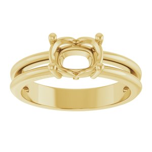 18K Yellow Gold 7.5x5.5 mm Elongated Cushion Ring Mounting – image 6