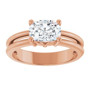 18K Rose Gold 7.5x5.5 mm Elongated Cushion Ring Mounting – image 5