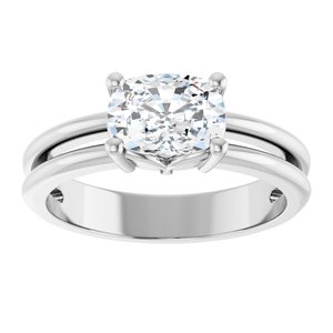 14K X1 White Gold 7.5x5.5 mm Elongated Cushion Ring Mounting – image 5