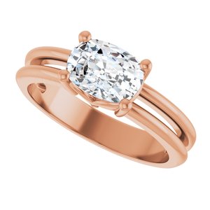 10K Rose Gold 7.5x5.5 mm Elongated Cushion Ring Mounting – image 8