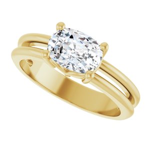 18K Yellow Gold 7.5x5.5 mm Elongated Cushion Ring Mounting – image 8