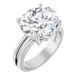 14K White Gold 13x11 mm Oval Ring Mounting