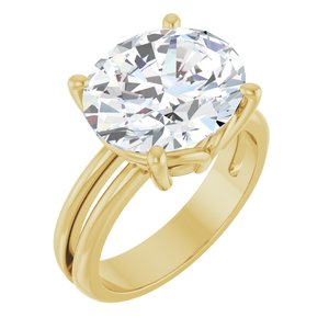 18K Yellow Gold 13x11 mm Oval Ring Mounting