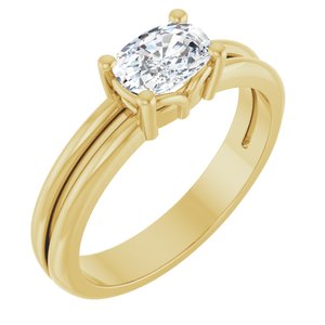 14K Yellow Gold 6.5x4.5 mm Elongated Cushion Ring Mounting