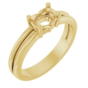 10K Yellow Gold 6.5x4.5 mm Elongated Cushion Ring Mounting – image 2