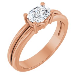 18K Rose Gold 6.5x4.5 mm Elongated Cushion Ring Mounting