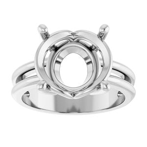 14K White Gold 13x11 mm Oval Ring Mounting – image 6