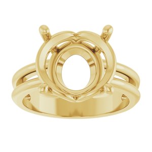 18K Yellow Gold 13x11 mm Oval Ring Mounting – image 6