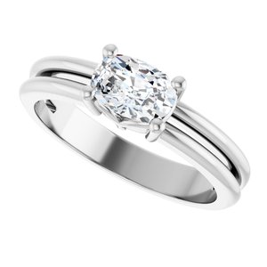 10K White Gold 6.5x4.5 mm Elongated Cushion Ring Mounting – image 8